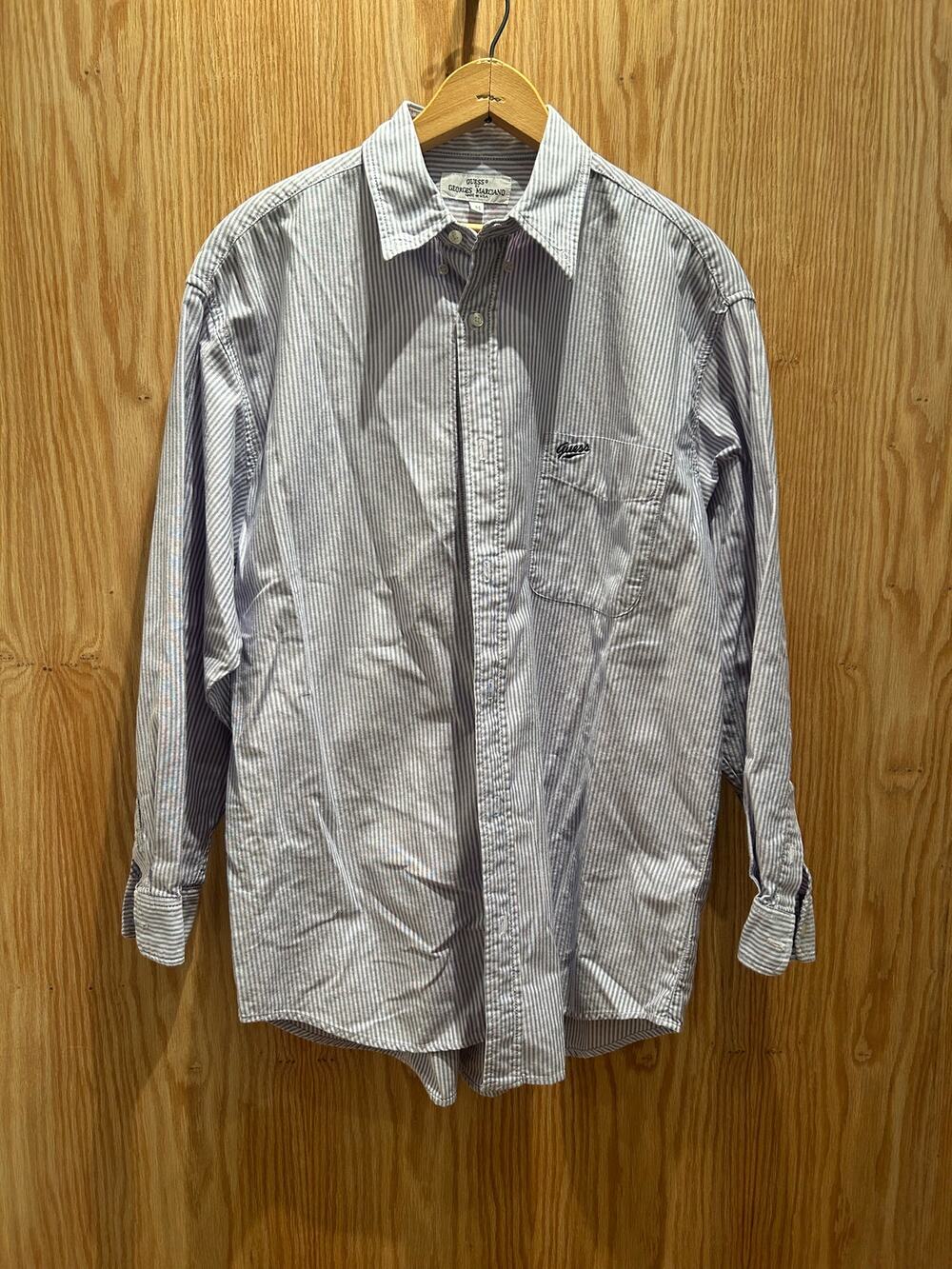 Vintage Guess by George’s Marciano Striped Long Sleeve Shirt Button Down Blue Lg